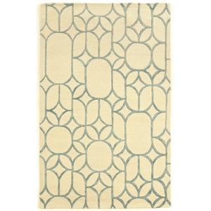 Riverbay Furniture 8' x 11' Hand Tufted Rug in Ivory and Turquoise