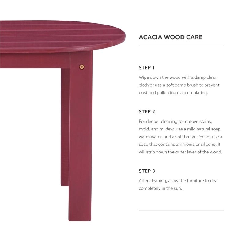 Riverbay Furniture Transitional Wood Outdoor Coffee Table in Red