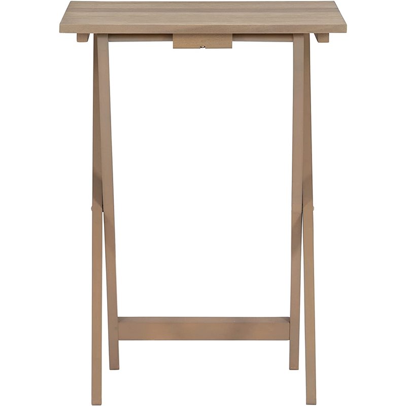 Riverbay Furniture 5-Piece Transitional Wood Tray Table Set in Gray