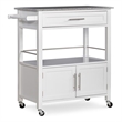 Riverbay Furniture Transitional Wood/Granite-Top Kitchen Cart in Bright White