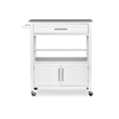 Riverbay Furniture Transitional Wood/Granite-Top Kitchen Cart in Bright White
