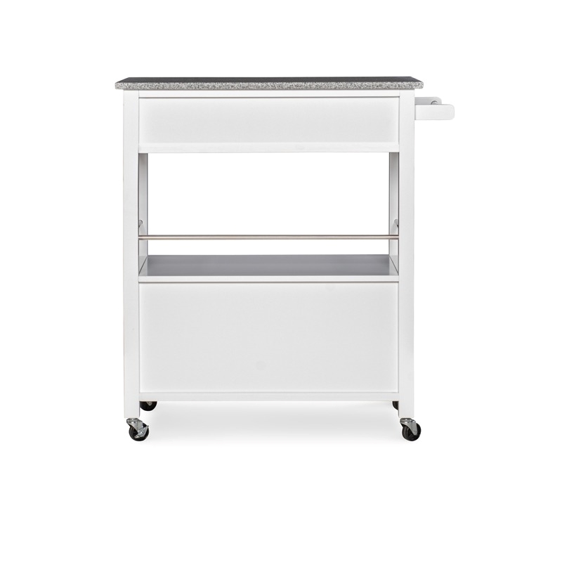 Riverbay Furniture Transitional Wood/Granite-Top Kitchen Cart in Bright White