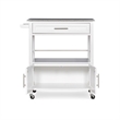 Riverbay Furniture Transitional Wood/Granite-Top Kitchen Cart in Bright White