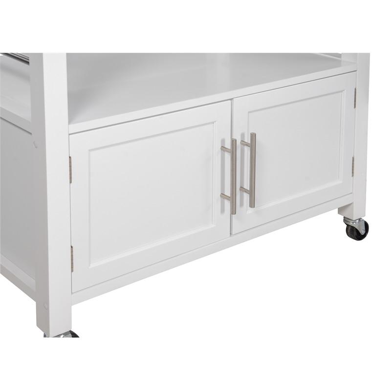 Riverbay Furniture Transitional Wood/Granite-Top Kitchen Cart in Bright White