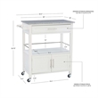 Riverbay Furniture Transitional Wood/Granite-Top Kitchen Cart in Bright White