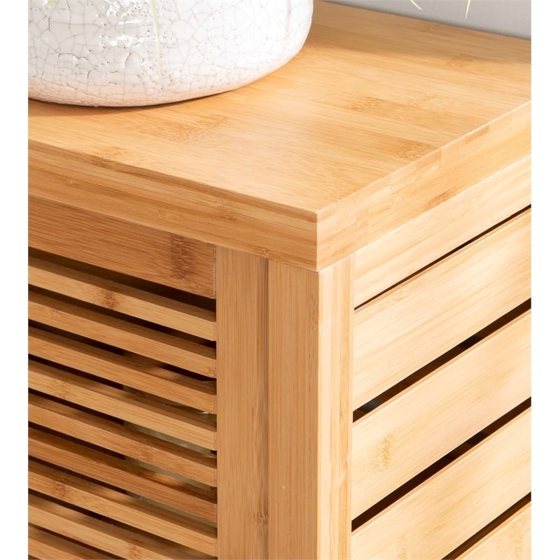 Riverbay Furniture 2-Door & 3-Shelf Bamboo Floor Cabinet in Natural Brown