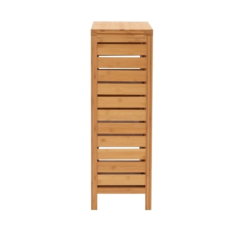 Riverbay Furniture 2-Door & 3-Shelf Bamboo Floor Cabinet in Natural Brown