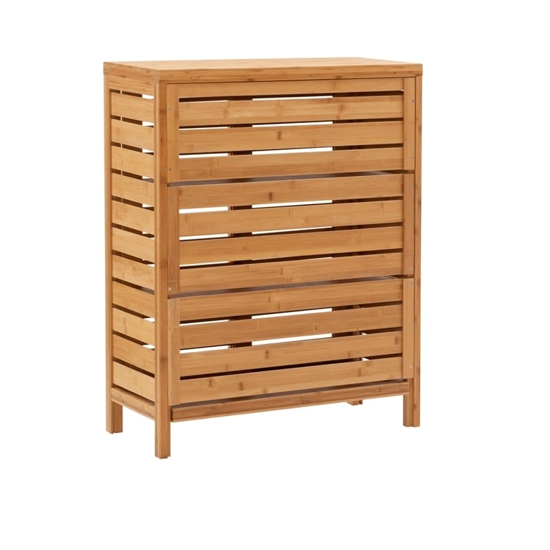 Riverbay Furniture 2-Door & 3-Shelf Bamboo Floor Cabinet in Natural Brown