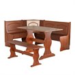 Riverbay Furniture Wood Brown 3Pc Patio Corner Table Booth Bench Dining Set