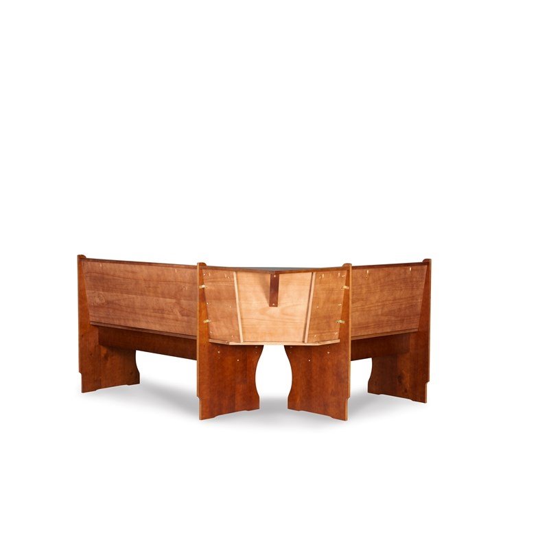 Riverbay Furniture Wood Brown 3Pc Patio Corner Table Booth Bench Dining Set