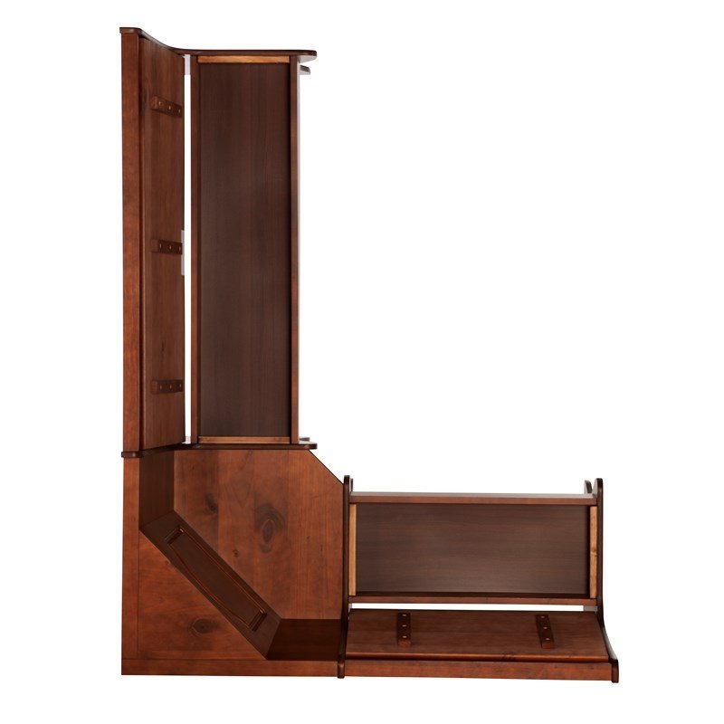 Riverbay Furniture Wood Brown 3Pc Patio Corner Table Booth Bench Dining Set