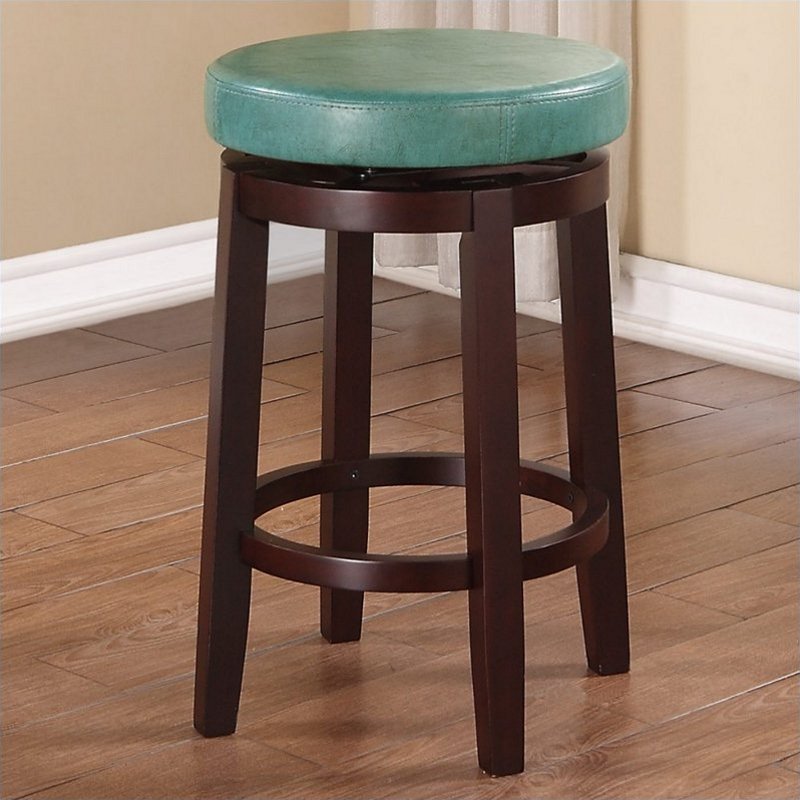Riverbay Furniture Faux Leather Teal Counter Stool Round Swivel 25.2