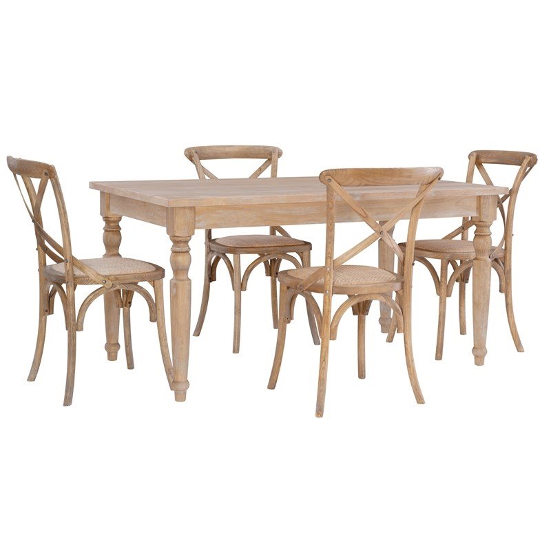 Riverbay Furniture Transitional Wood Dining Table in Light Natural Brown