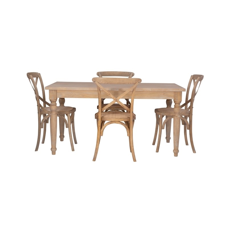 Riverbay Furniture Transitional Wood Dining Table in Light Natural Brown