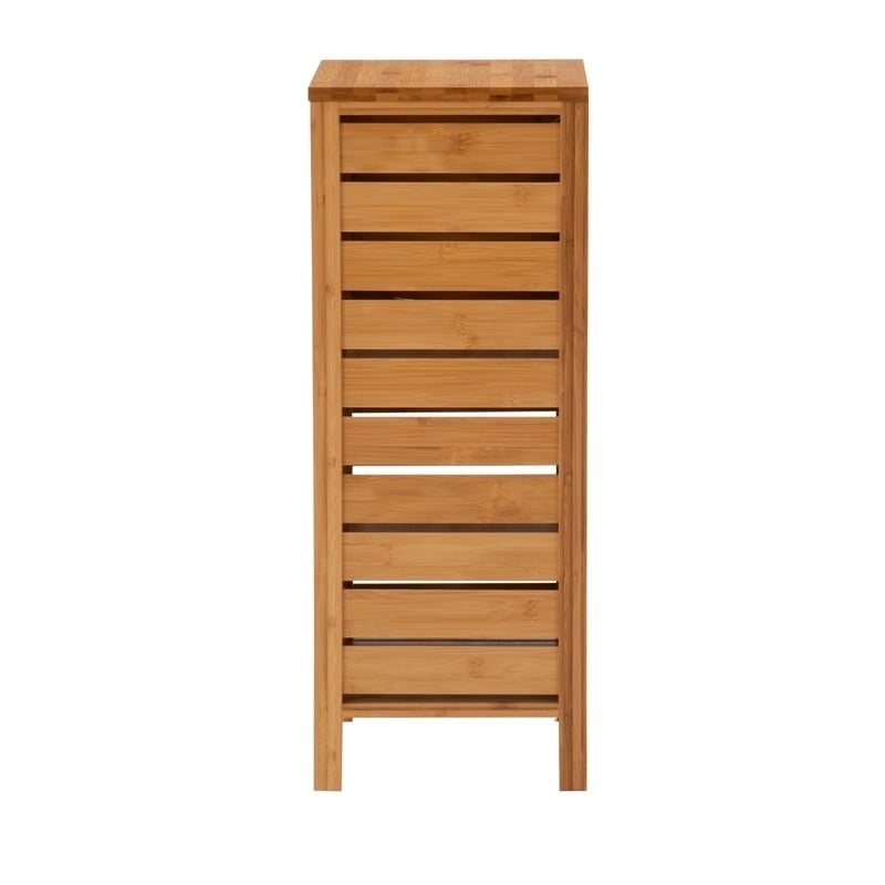 Riverbay Furniture Transitional Bamboo Cabinet with Door & 3 Shelves in Natural