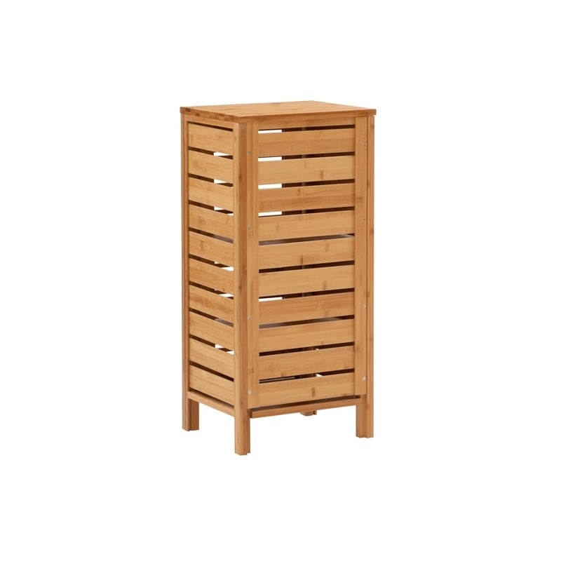 Riverbay Furniture Transitional Bamboo Cabinet with Door & 3 Shelves in Natural