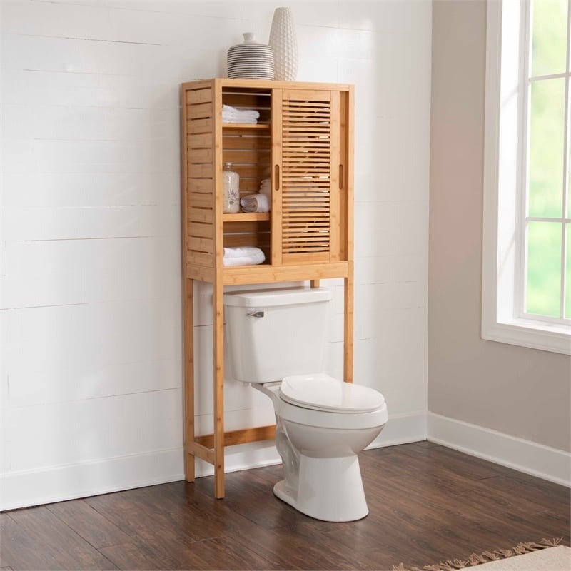 Riverbay Furniture Transitional Bamboo Spacesaver with Sliding Doors in Brown
