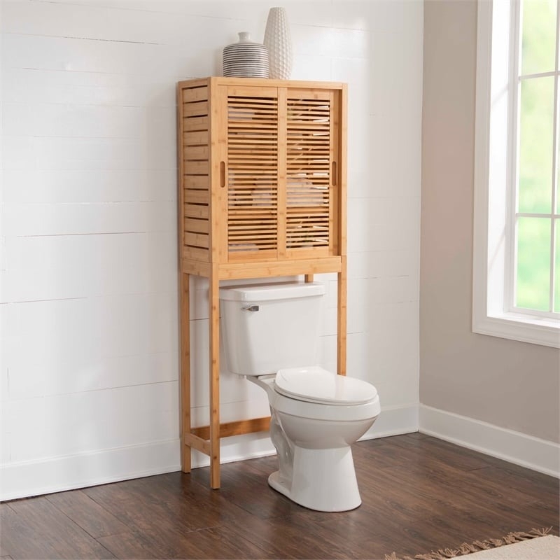 Riverbay Furniture Transitional Bamboo Spacesaver with Sliding Doors in Brown