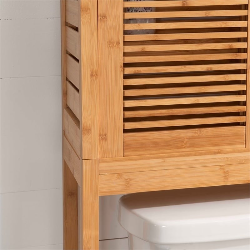 Riverbay Furniture Transitional Bamboo Spacesaver with Sliding Doors in Brown