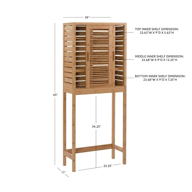 Riverbay Furniture Transitional Bamboo Spacesaver with Sliding Doors in Brown