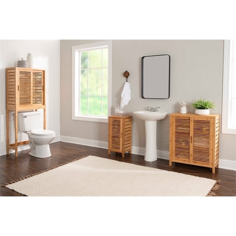 Riverbay Furniture Transitional Bamboo Spacesaver with Sliding Doors in Brown