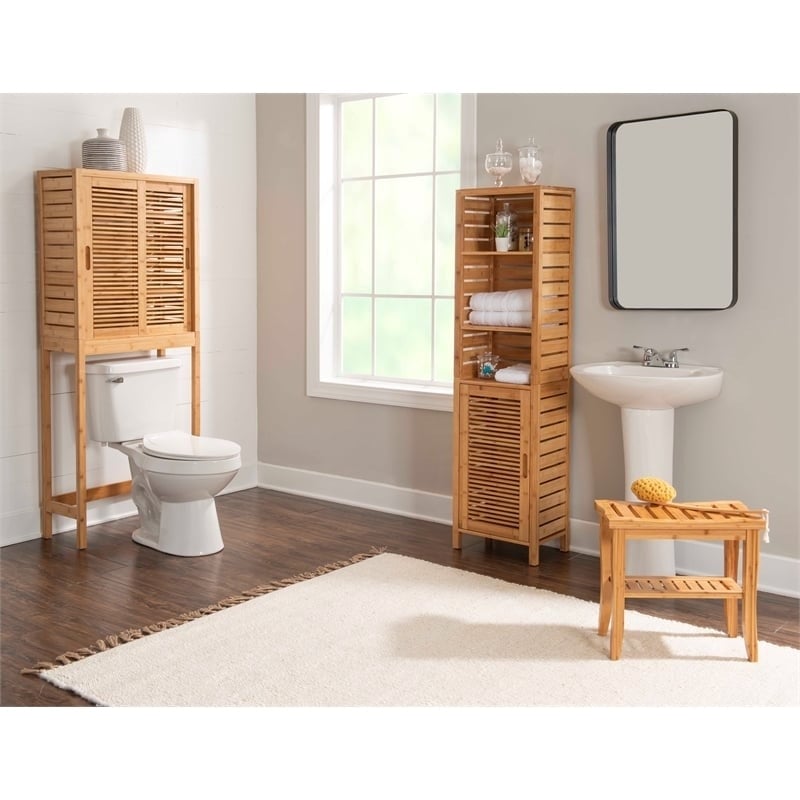 Riverbay Furniture Transitional Bamboo Spacesaver with Sliding Doors in Brown