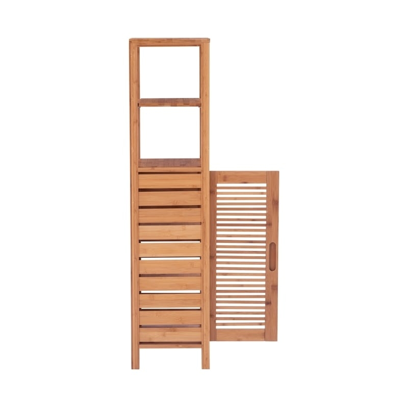 Riverbay Furniture Transitional Bamboo Tower with 5 Spacious Shelves in Brown