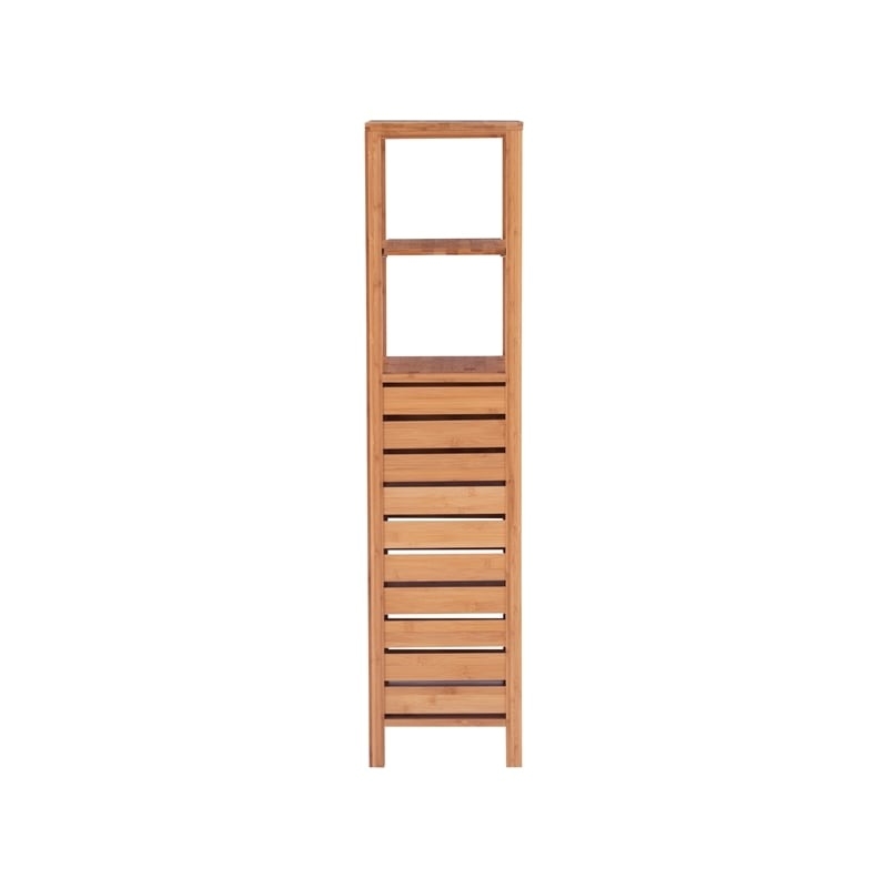 Riverbay Furniture Transitional Bamboo Tower with 5 Spacious Shelves in Brown