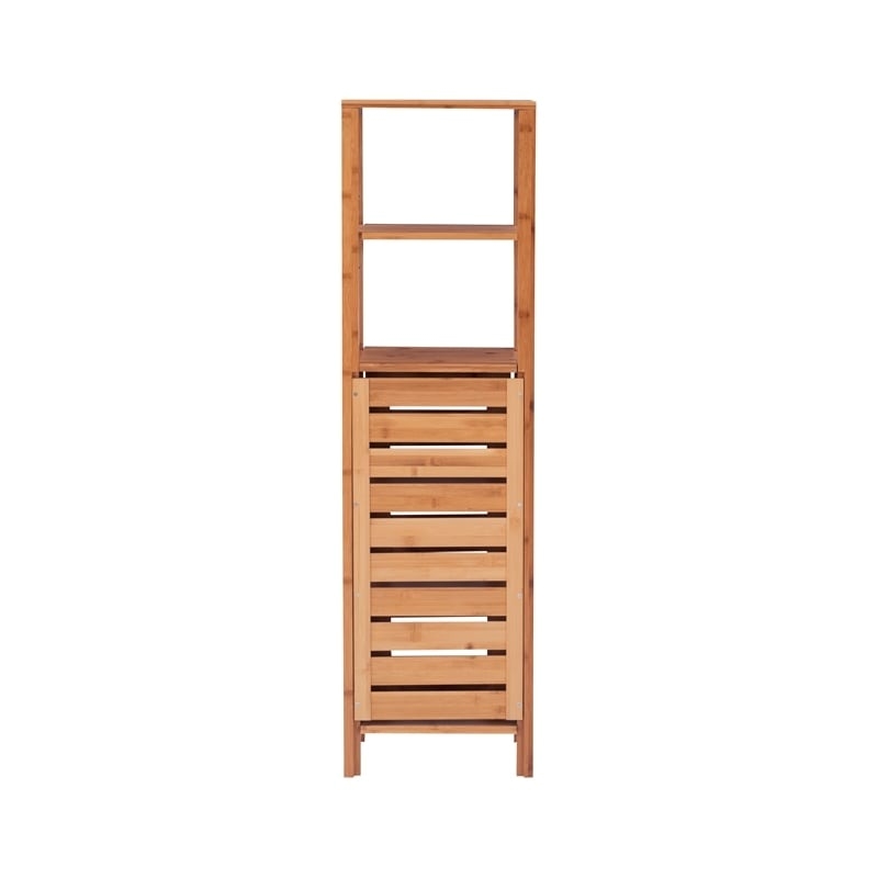 Riverbay Furniture Transitional Bamboo Tower with 5 Spacious Shelves in Brown
