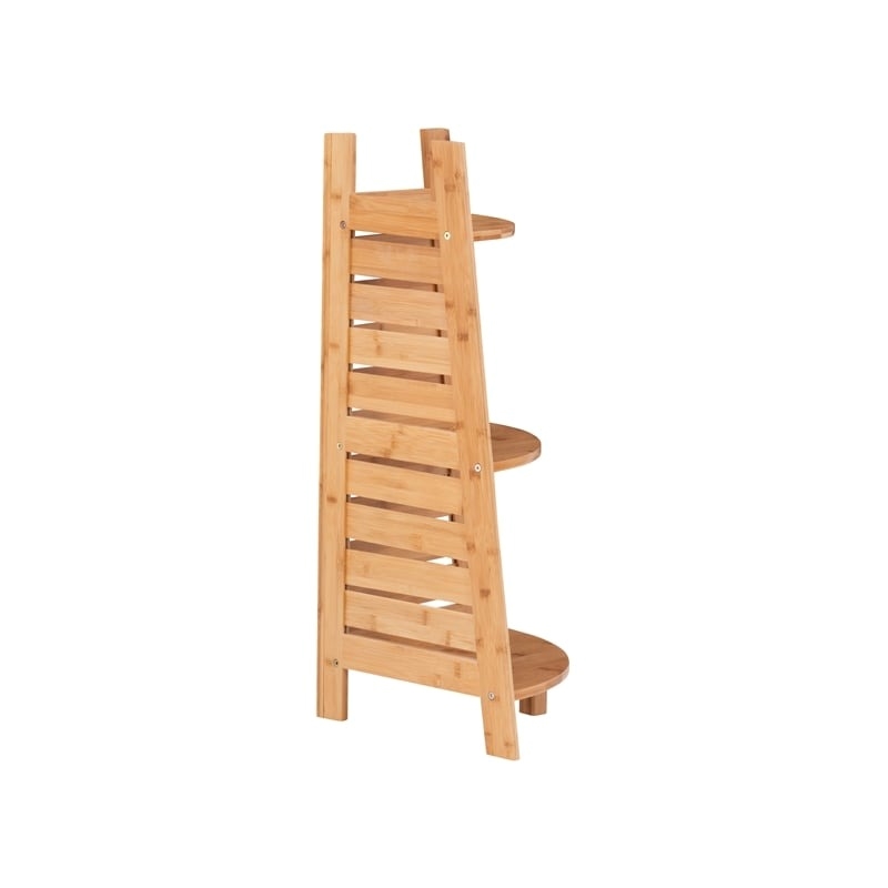 Riverbay Furniture Transitional Bamboo Corner Shelf in Natural Brown