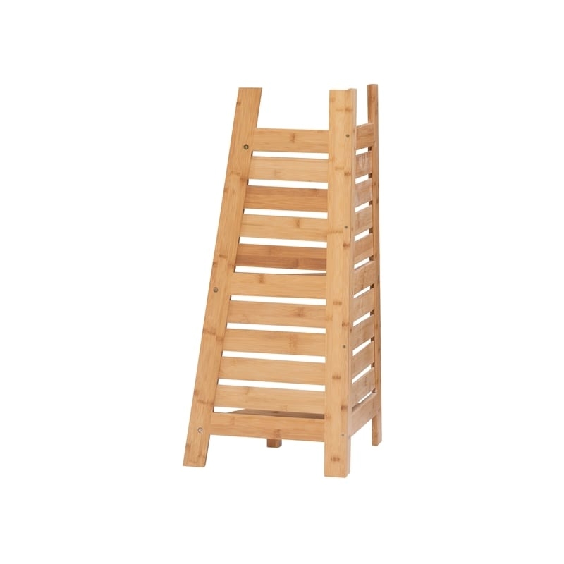 Riverbay Furniture Transitional Bamboo Corner Shelf in Natural Brown