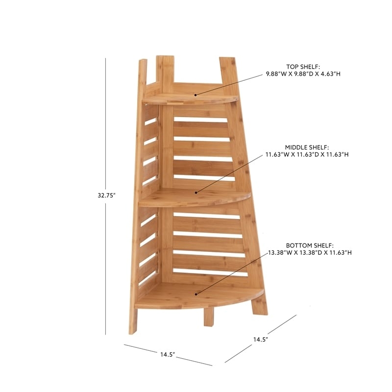 Riverbay Furniture Transitional Bamboo Corner Shelf in Natural Brown