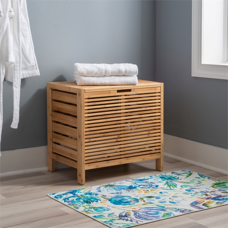 Riverbay Furniture Bamboo Natural Brown Hamper Rectangular 21.75