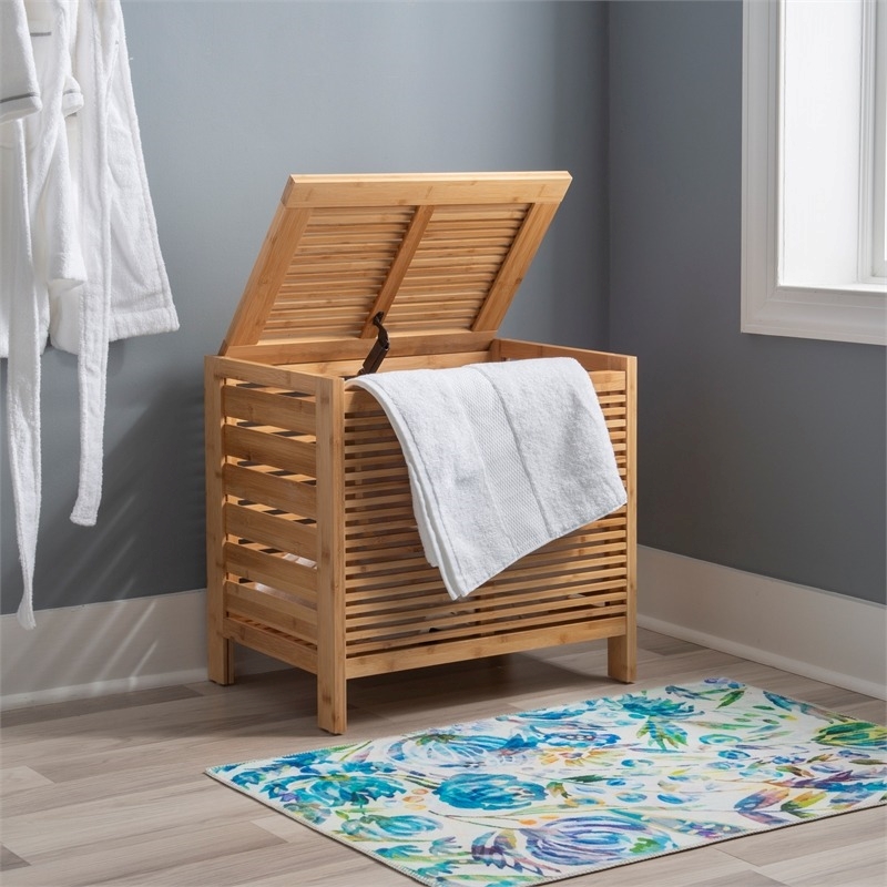 Riverbay Furniture Bamboo Natural Brown Hamper Rectangular 21.75