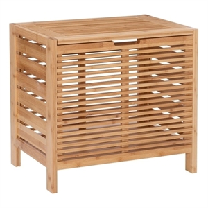 Riverbay Furniture Bamboo Natural Brown Hamper Rectangular 21.75&quotW x 15.25&quotD x 20.5&quotH Unassembled