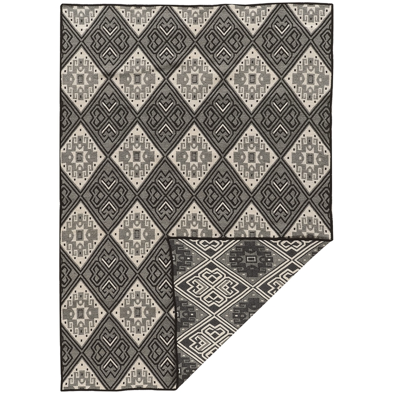 Riverbay Furniture 5' x 8' Hand Woven Wool Rug in Black and Gray