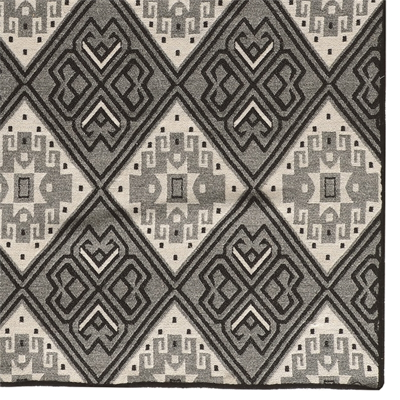 Riverbay Furniture 5' x 8' Hand Woven Wool Rug in Black and Gray