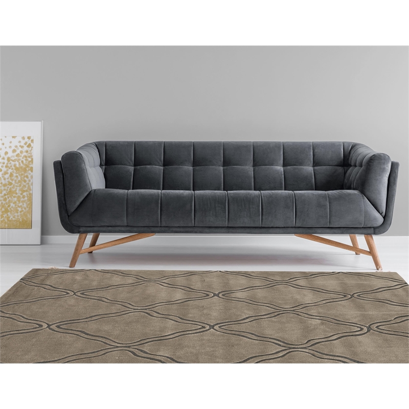 Riverbay Furniture 5' x 7' Picket Hand Tufted Rug in Gray and Smoke
