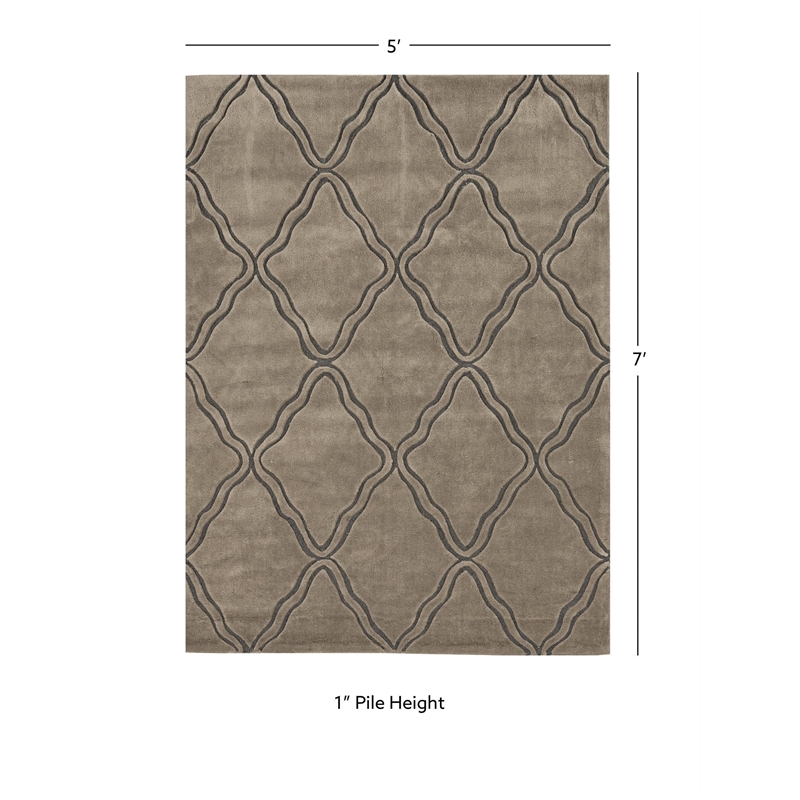Riverbay Furniture 5' x 7' Picket Hand Tufted Rug in Gray and Smoke