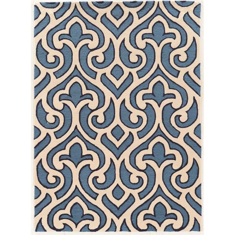 Riverbay Furniture 5' x 7' Hand Tufted Rug in Cream and Blue