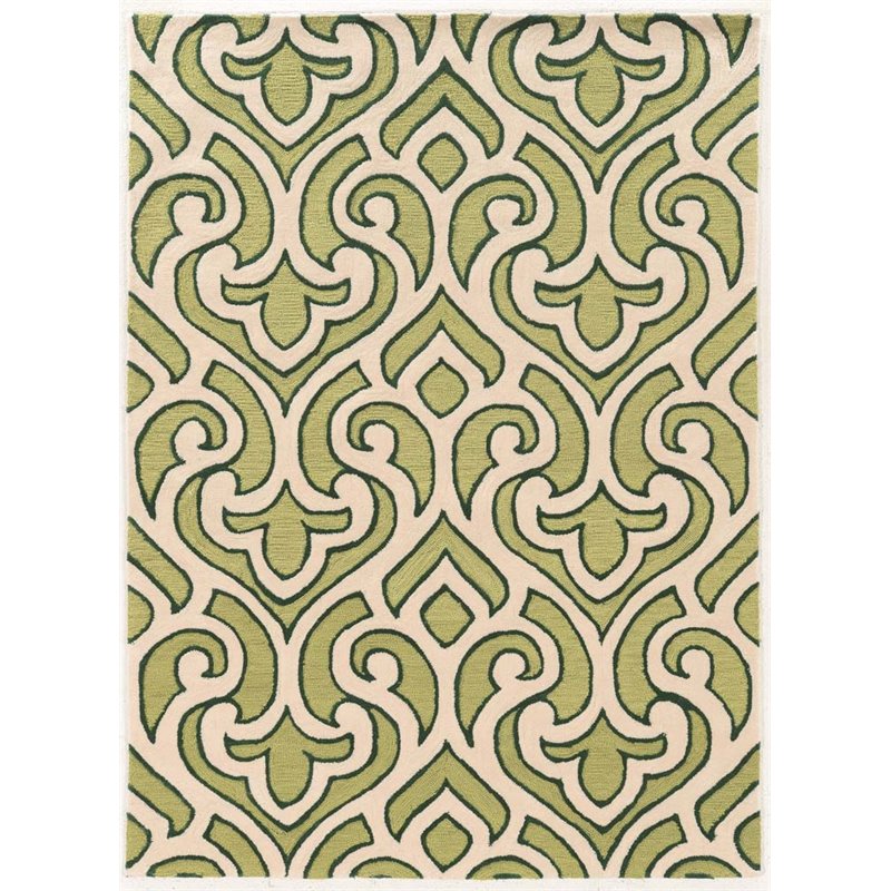 Riverbay Furniture 5' x 7' Hand Tufted Rug in Cream and Green