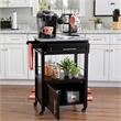 Riverbay Furniture Transitional Wood/Granite Top Kitchen Cart in Classic Black