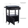 Riverbay Furniture Transitional Wood/Granite Top Kitchen Cart in Classic Black