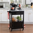 Riverbay Furniture Transitional Wood/Granite Top Kitchen Cart in Classic Black