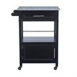 Riverbay Furniture Transitional Wood/Granite Top Kitchen Cart in Classic Black