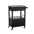 Riverbay Furniture Transitional Wood/Granite Top Kitchen Cart in Classic Black