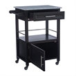 Riverbay Furniture Transitional Wood/Granite Top Kitchen Cart in Classic Black