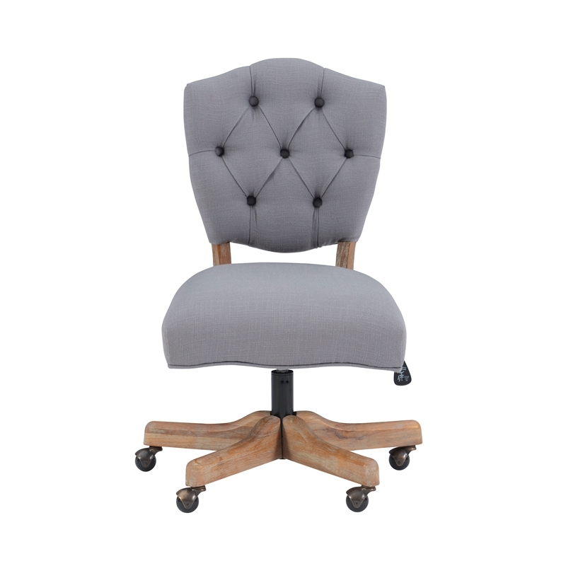 Riverbay Furniture Transitional Fabric Tufted Swivel Office Chair in Gray