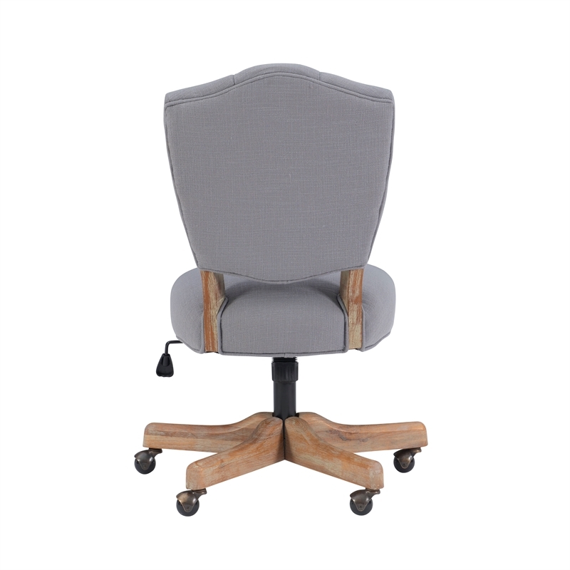 Riverbay Furniture Transitional Fabric Tufted Swivel Office Chair in Gray