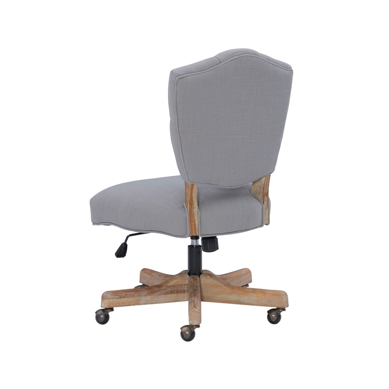 Riverbay Furniture Transitional Fabric Tufted Swivel Office Chair in Gray